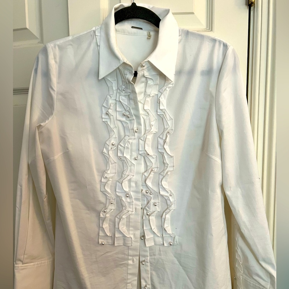 Beautiful Cotton Pearl Button Front Blouse